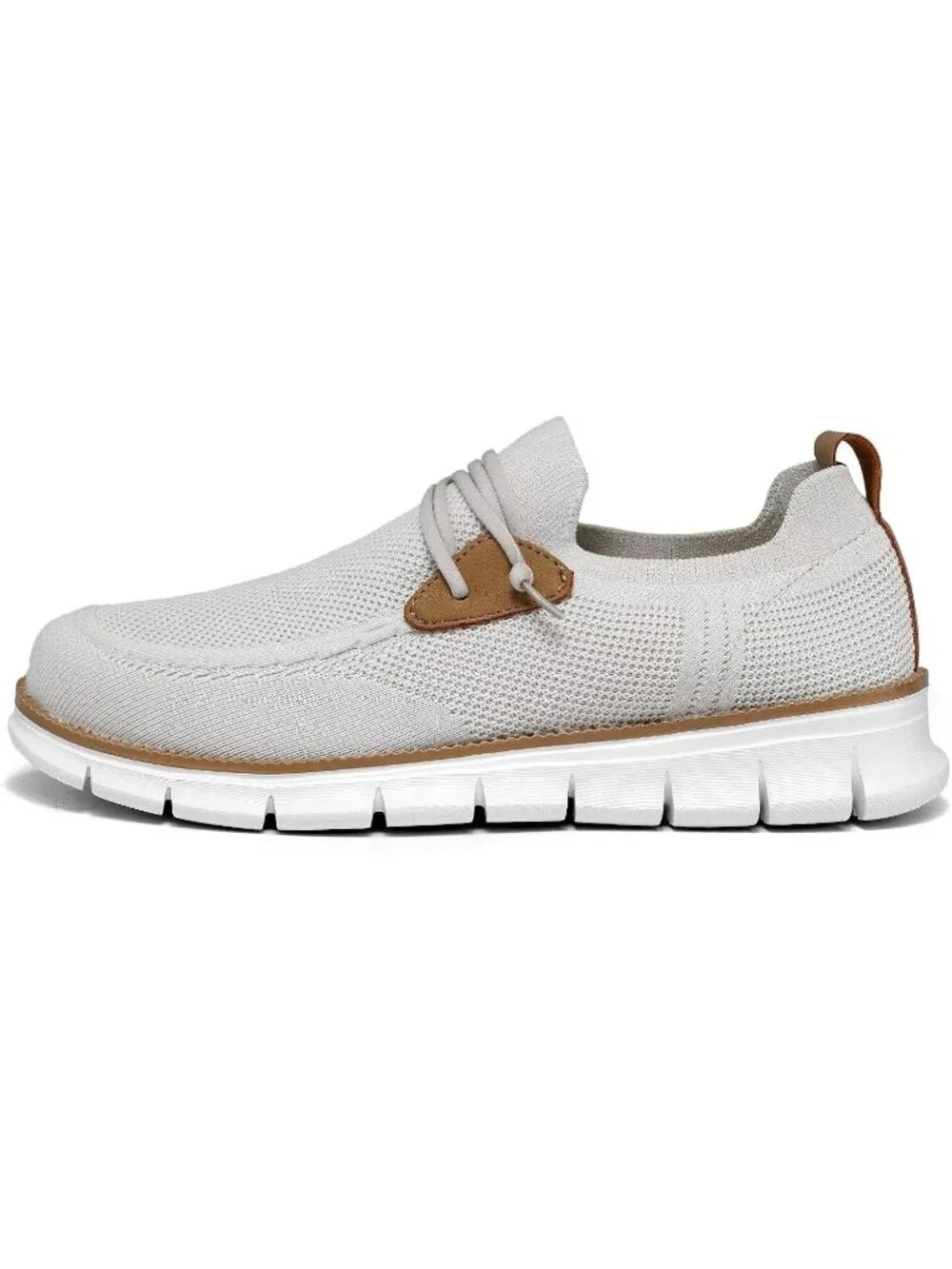 Men's Beige Grey Loafers Slip On Walking Dress Casual Business Oxfords Sneakers